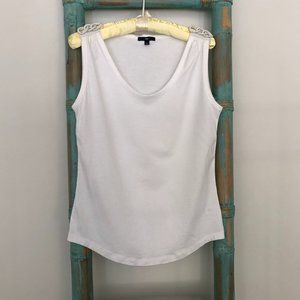 Gap White Sleeveless Top with Shoulder Embellishment